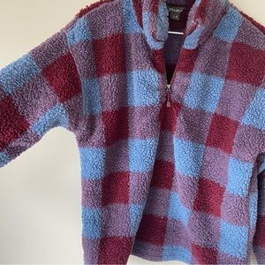 Eddie Bauer Checkered Fuzzy Quarter-Zip (M)